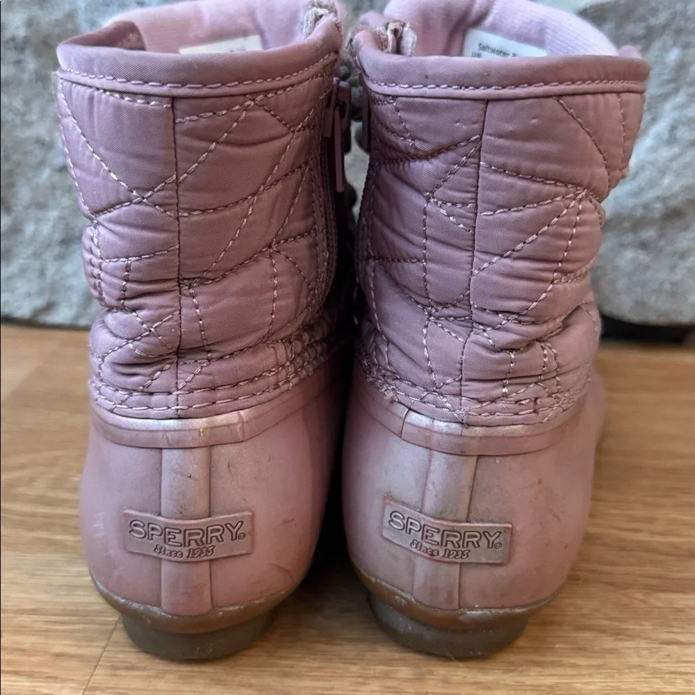 Sperry Saltwater Rose Pink rubber duck Boots quilted nylon youth size 5 - Picture 4 of 6